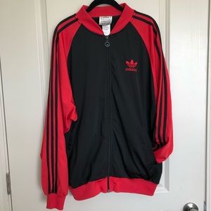 mens black and red adidas jacket